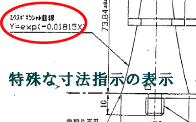 特殊寸法指示の表示方法