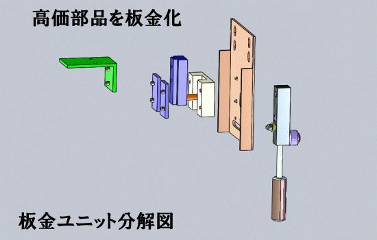 MCブロックユニットを板金化の分解図