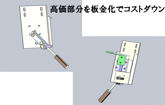 高価部品を板金化でコストダウン