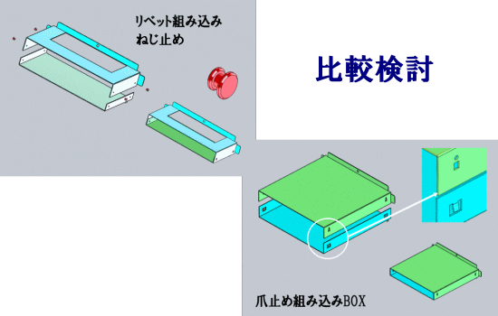 ねじ止め、爪止め比較